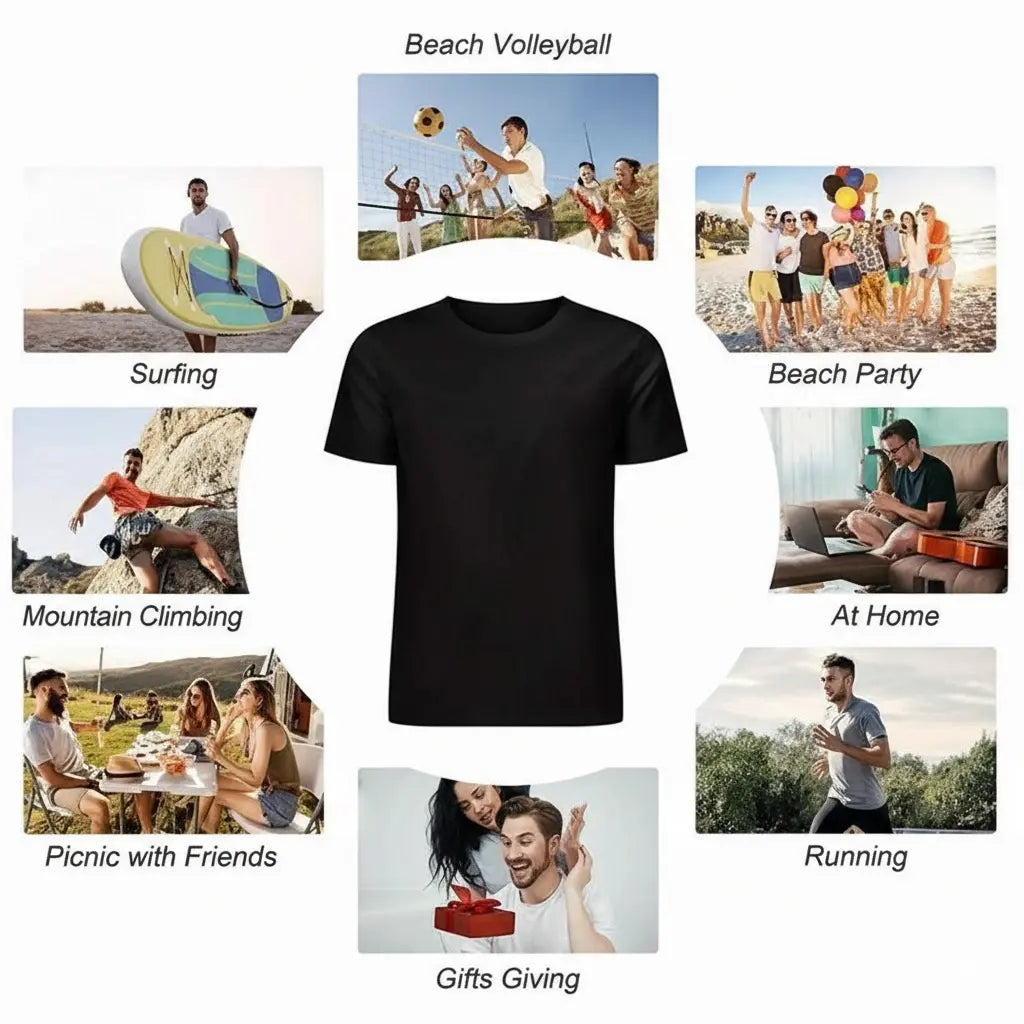 2026 New Menswear 100% Premium Cotton Men's Relaxed Fit Boxy Round Neck Short-Sleeve Graphic Print T-Shirt, Streetwear-Minimalist Aesthetic Casual Humor Top for Chinese New Year, Children's Day