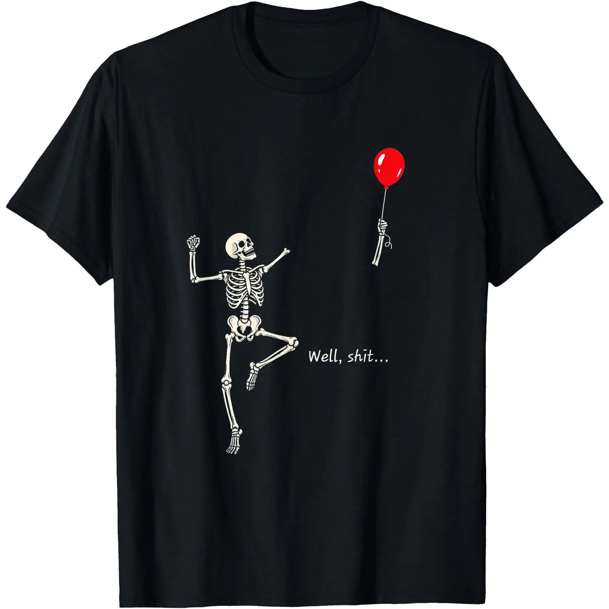 Well Skeleton Holding Balloon Gothic Halloween T-Shirt
