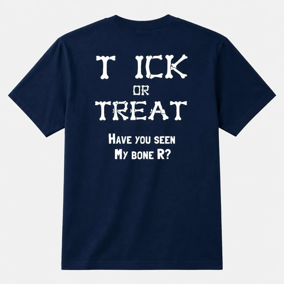 Men's Fun "Trick or Treat" Halloween T-Shirt with Bone-Style Lettering – Humorous, Quirky Graphic Short-Sleeve Casual Holiday Tee