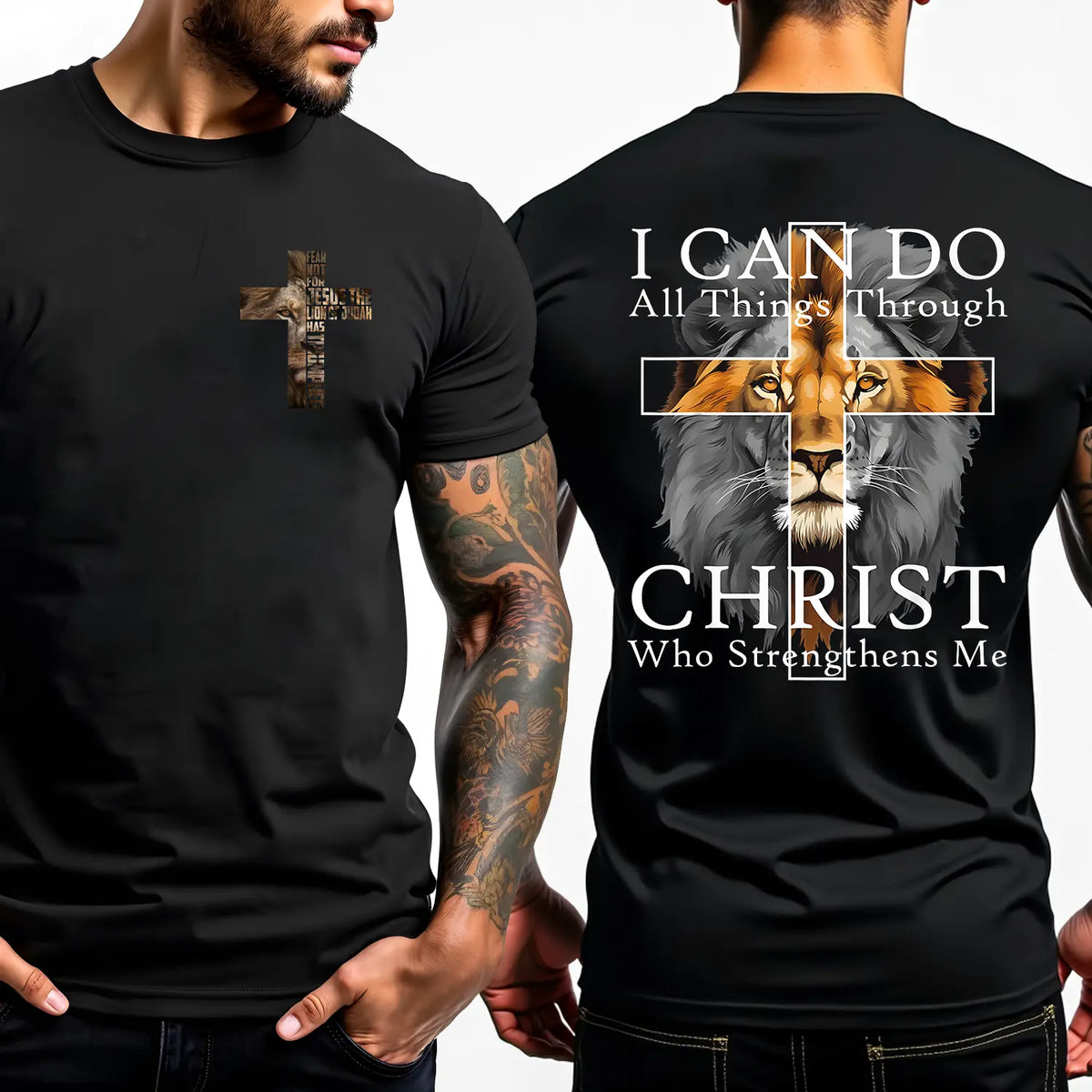 4th Strong Lion With Cross Christian Faith Inspirational T-Shirt 4th