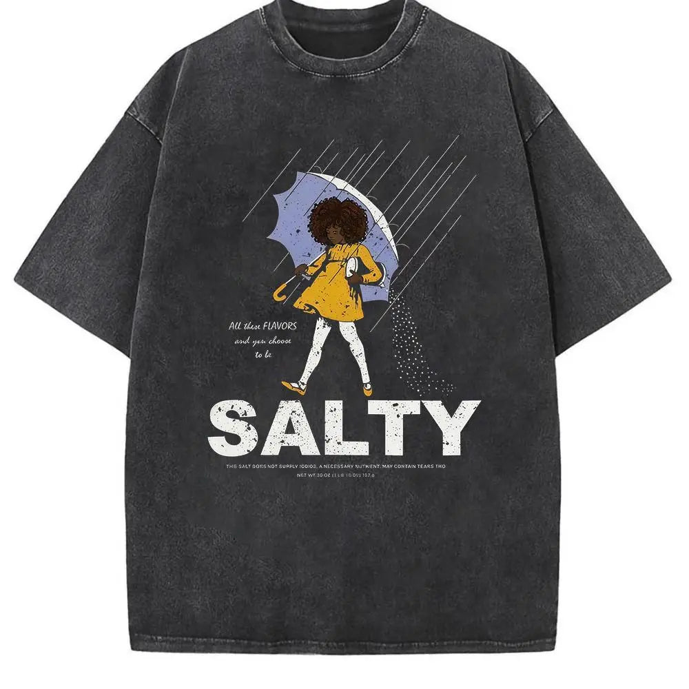 Black Salty girl with umbrella T-Shirt | Rainy day| Sarcastic Funny Shirt| Women's Vintage Tee| African American| Gift For Black Women