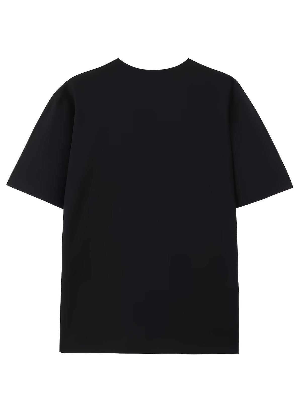 Men'S Heavyweight Pure Black Short-Sleeve T-Shirt, Loose Fit, Drop Shoulder, Versatile Basic Style, Casual Daily Wear, Commuting, Plus Size Top
