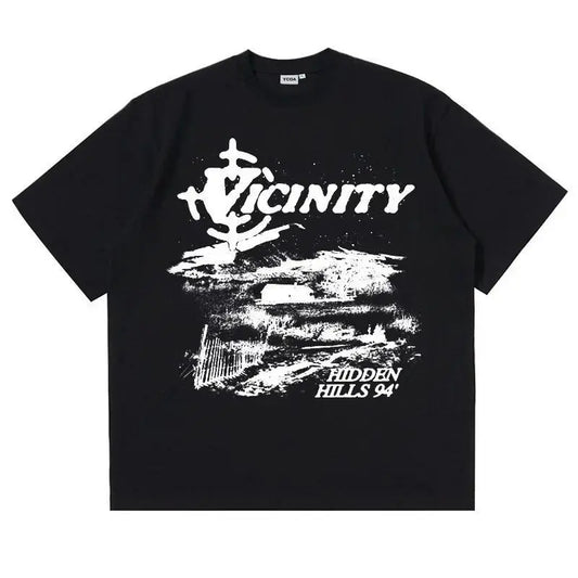 Unisex Men's 100% Cotton Round Neck Short-Sleeve T-Shirt - Vintage Y2K Korean Fashion Harajuku Aesthetic Graphic Print, Oversized Casual Street Wear Everyday Top