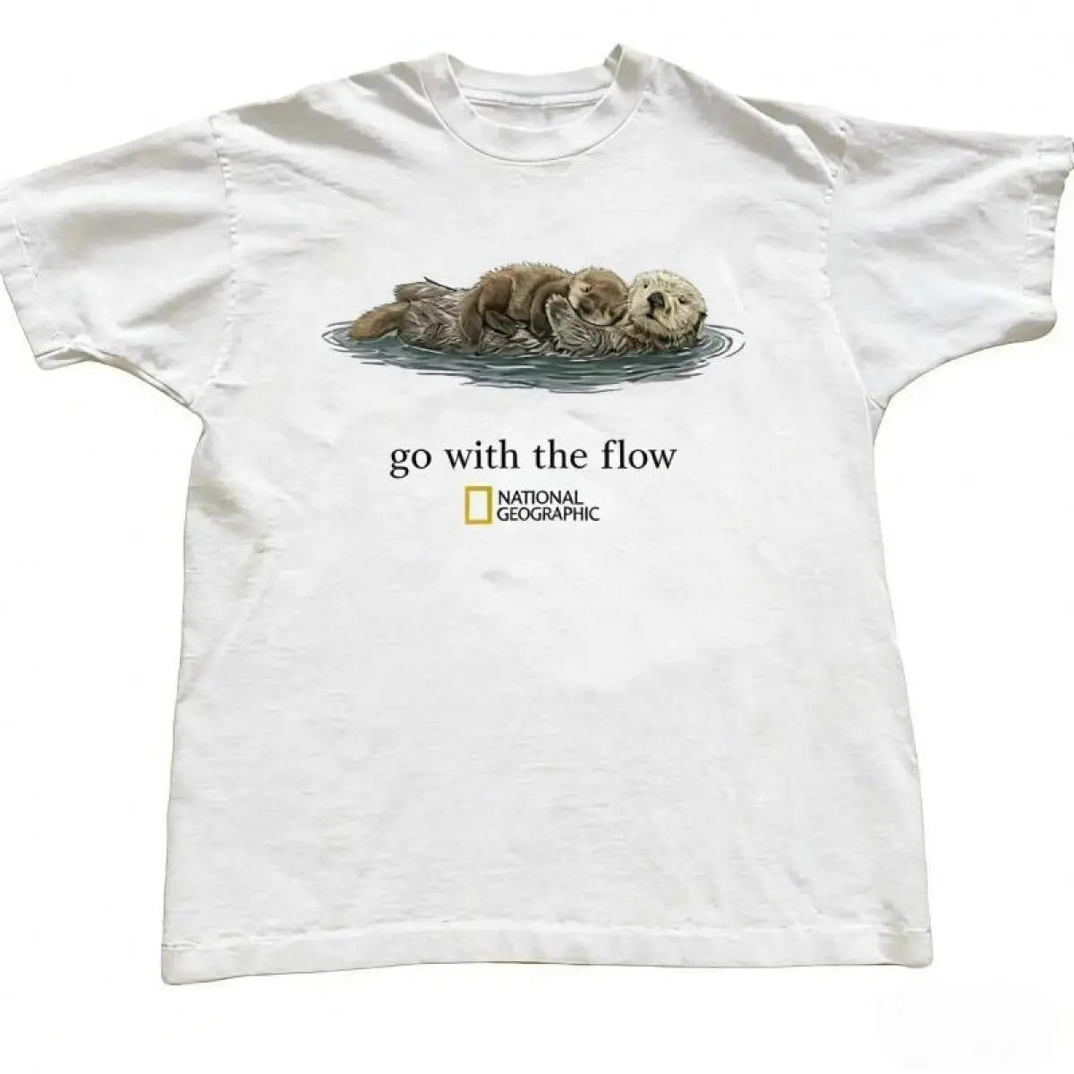 100% Cotton "Go with the Flow" Unisex T-Shirt, Gift, Cute Tops, Tops For Women Boxy Tee