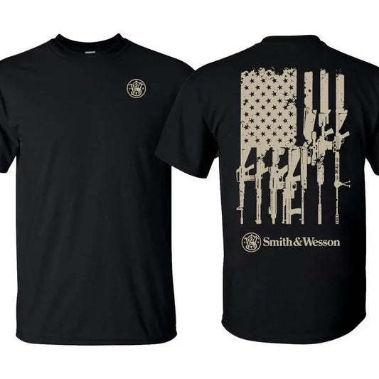 American Flag Rifles T-Shirt, Tactical Firearms Graphic Tee, Top Menwear, Unisex Cotton Shooting & Hunting Gear, Gift for Gun Enthusiasts.,sohochic