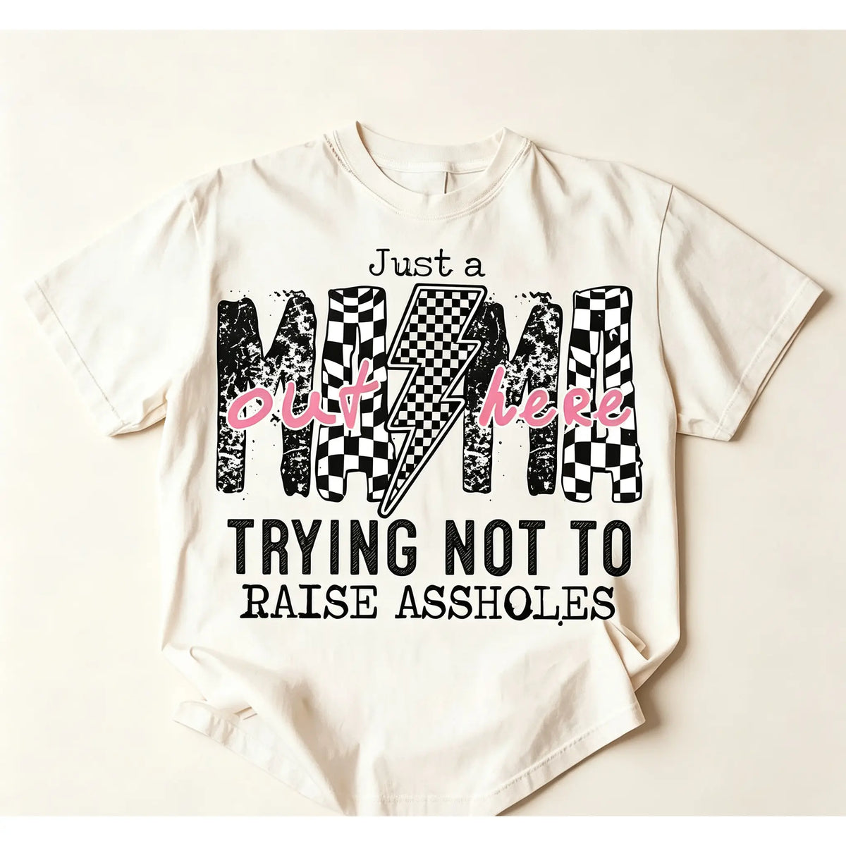 Humorous Women's T-Shirt: Features "Just a Mama out here doing my best" in a Fun, EdgyDesign