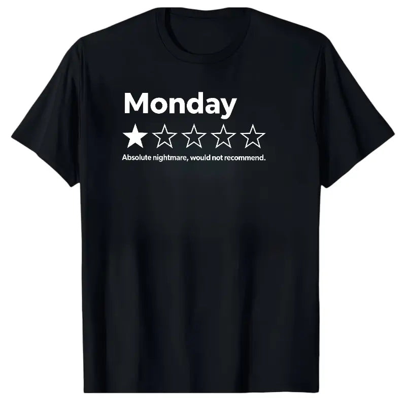 Unisex Adult 100% Cotton Short-Sleeve Streetwear T-Shirt - Black, Funny 1-Star Review Graphic Top, Casual Outdoor Garment for Men & Women