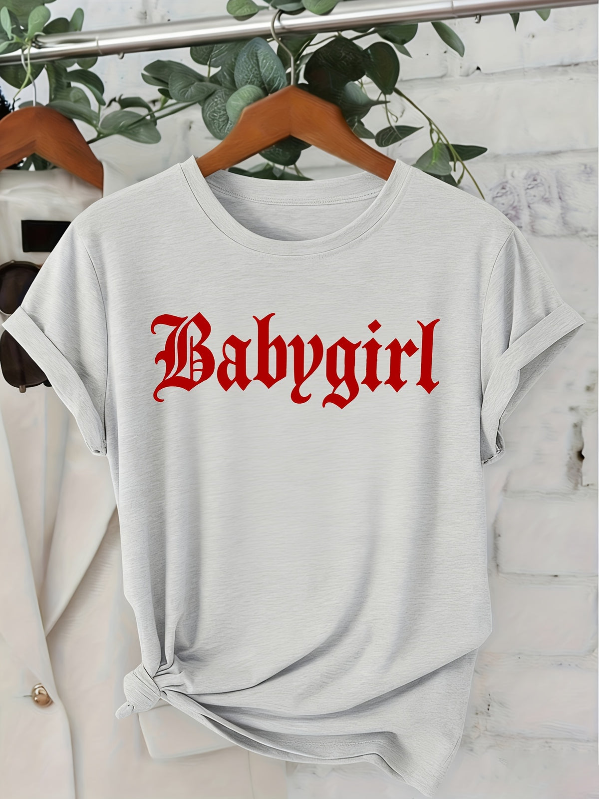 Women's Casual Print Crew Neck T-Shirt Babygirl Say Less City Streets Vibe Casual Daily Wear, Gift Idea for Him/Her, US Local Warehouse, Top Pick for Holidays