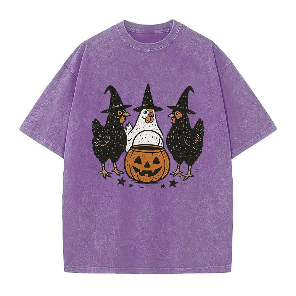 Chicken Witches Funny Halloween Tshirt, Funny Women Halloween Gift, Funny Halloween Tee