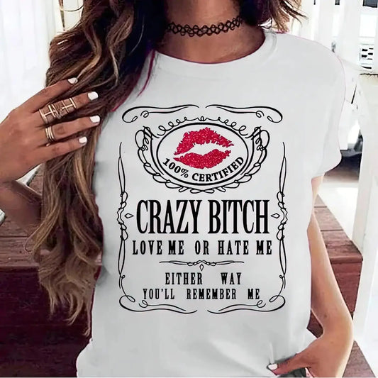 Women's Casual Cotton Short-Sleeve Round Neck Graphic T-Shirt - Humorous Bold Statement Streetwear Essential, Durable Stitching, Breathable, Jacket-Layer Ready, Shirts for Women, Fun Pick for Weekend Plans,sohochic