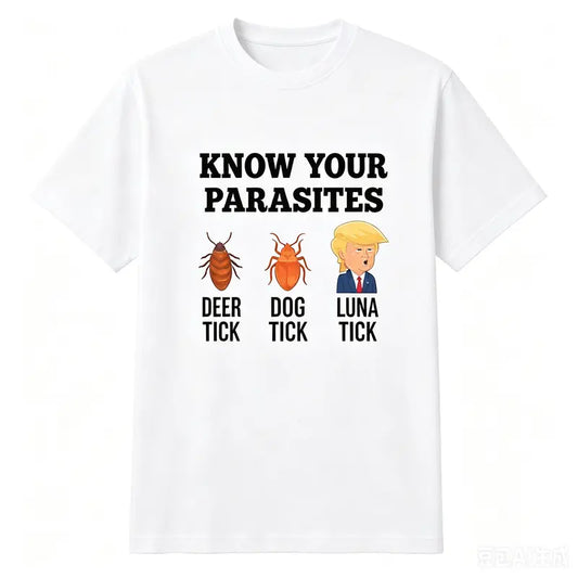 Men's Soft Cotton Graphic Tee - Loose-Fit, Breathable Fabric, Short-Sleeve Crewneck Top, Vintage Distressed Know Your Parasites Cartoon Print, Funny Sarcastic Satire, Unisex Black Casual Streetwear for Humor Lovers