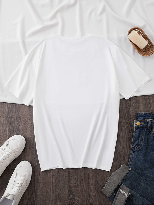 WIFE LIFE Print T-shirt, Casual Short Sleeve Crew Neck Top For Spring& Summer, Women'S Plus Size Clothing