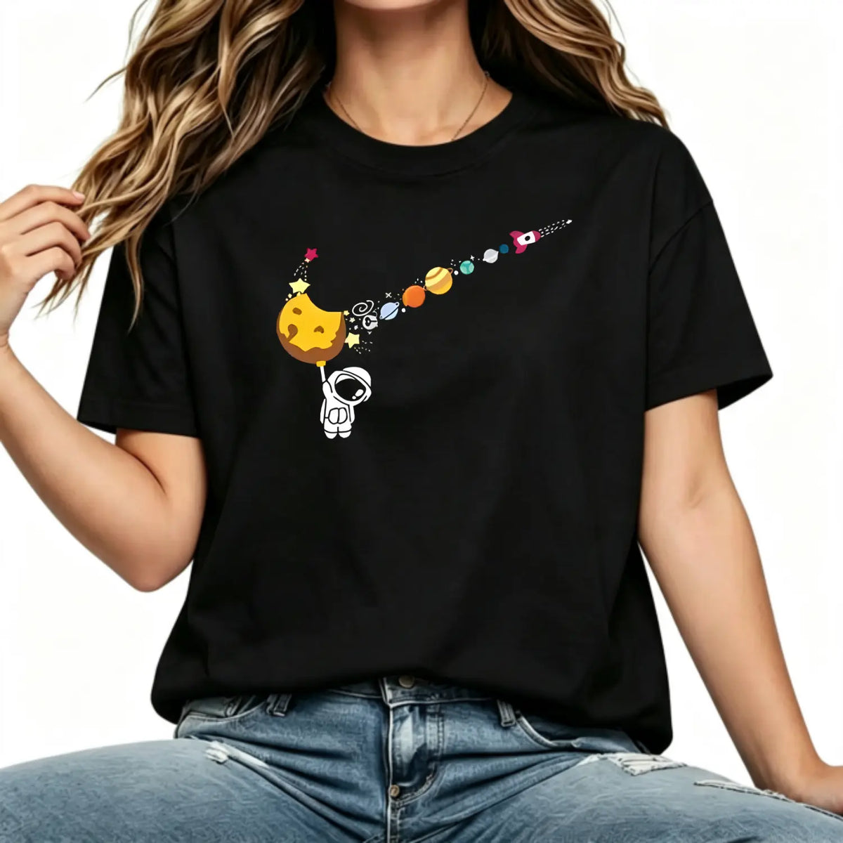 Celestial Space Planet Graphic Cotton Unisex T Shirt Breathable Galaxy Design Casual Summer Apparel for Men and Women,sohochic