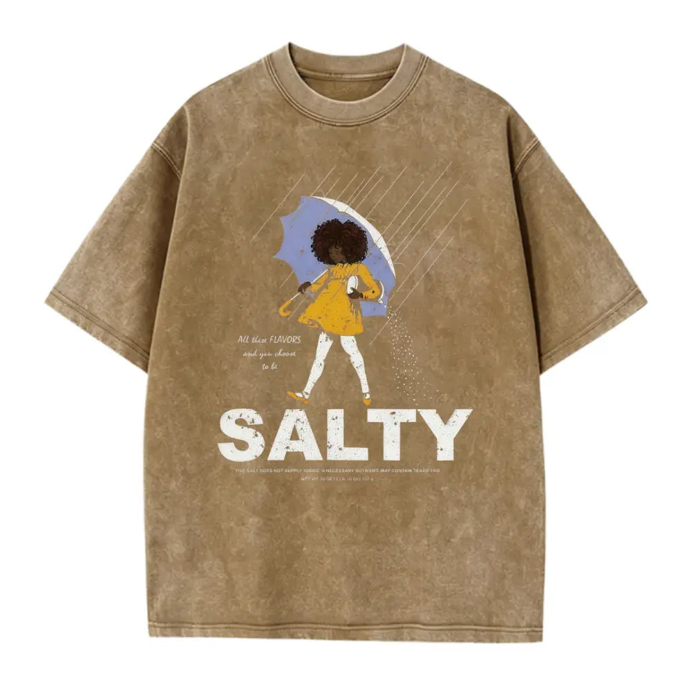 Black Salty girl with umbrella T-Shirt | Rainy day| Sarcastic Funny Shirt| Women's Vintage Tee| African American| Gift For Black Women
