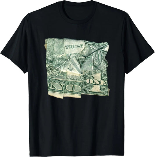 Men's Cotton Trust No 1 Dollar Print Short-Sleeve Round Neck Casual T-Shirt - Streetwear Fashion Top with Secret Ink, Warm-Up Reveal, Hidden Print Menswear Graphic Tee,sohochic
