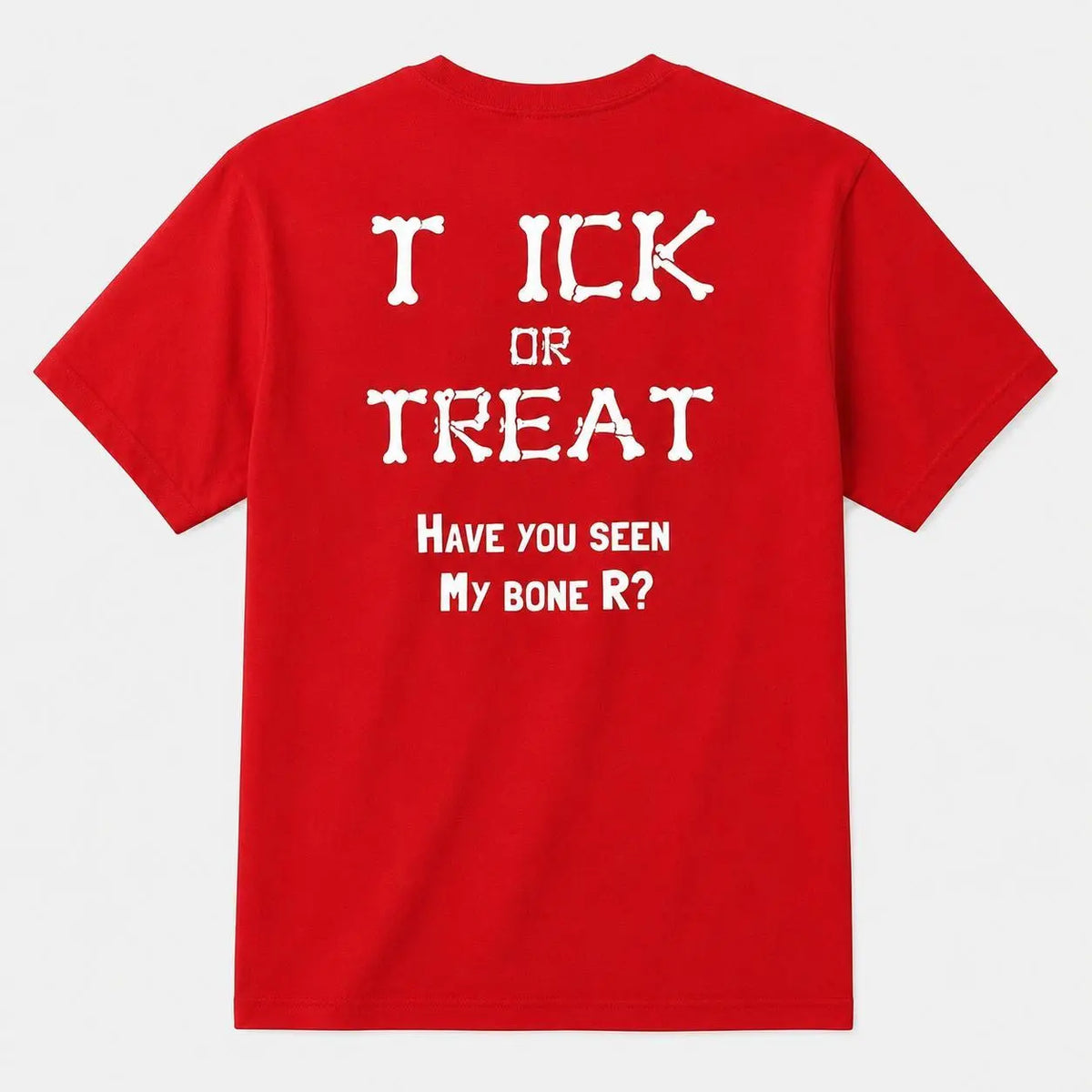 Men's Fun "Trick or Treat" Halloween T-Shirt with Bone-Style Lettering – Humorous, Quirky Graphic Short-Sleeve Casual Holiday Tee