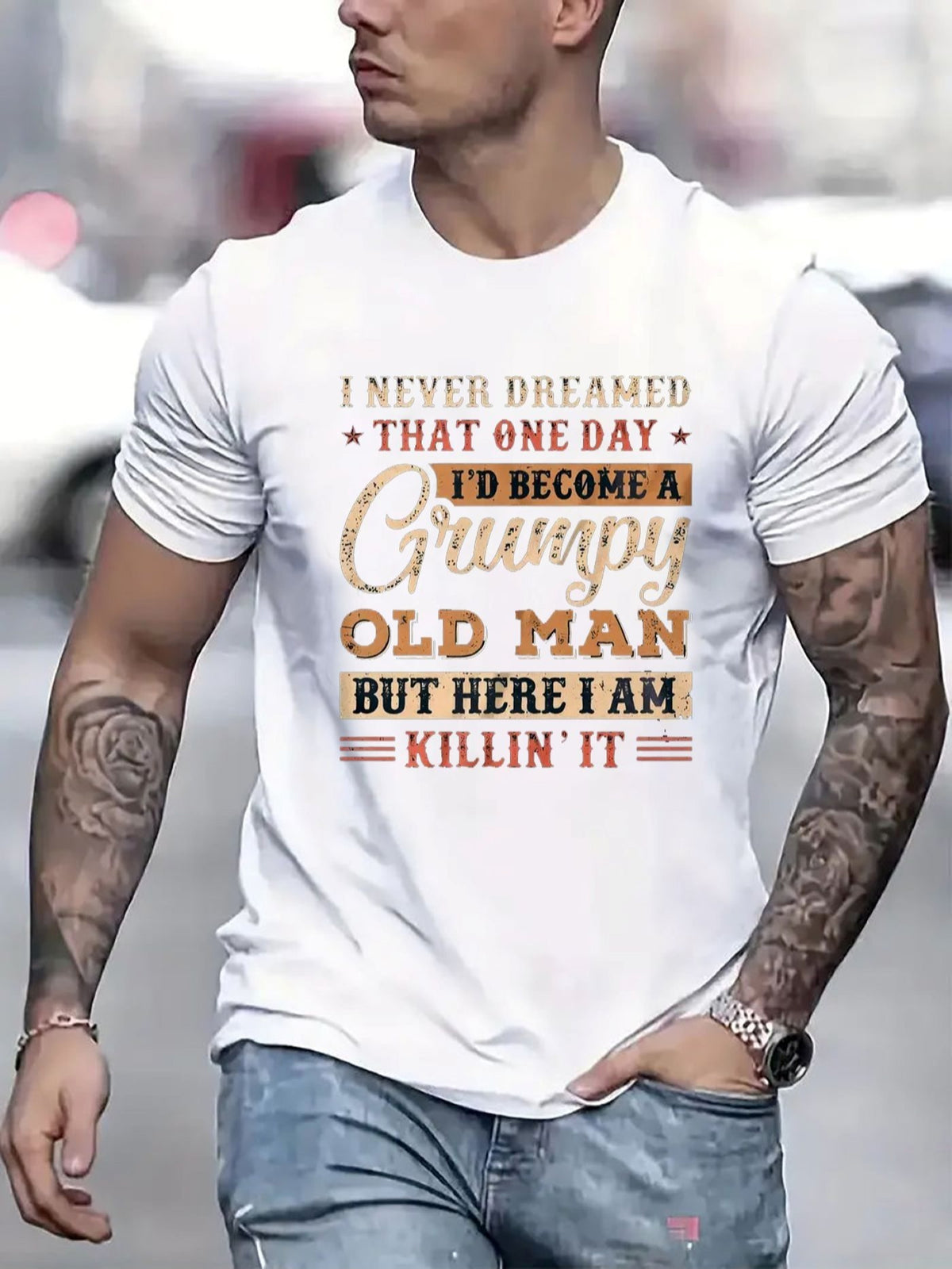 Men Casual Short Sleeve Tee 1 Pcs 100% Heavy Cotton - Comfortable Crew Neck, Soft Adorable Tees Tops