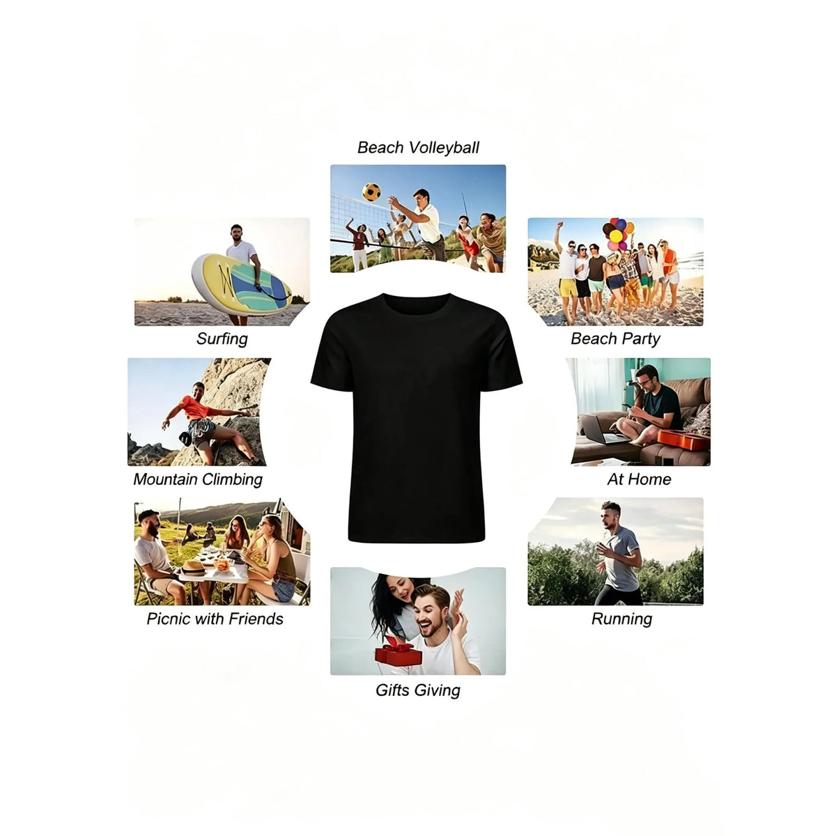Men's Funny Sarcastic Quote T-Shirt, "Places I Won't Be Going Today" Crew Neck Sports Top, Digital Print All-Season Graphic Tee