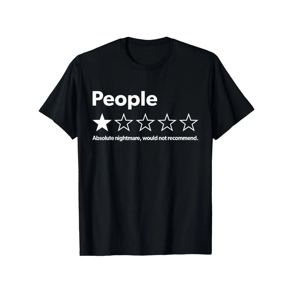 Unisex Adult 100% Cotton Short-Sleeve Streetwear T-Shirt - Black, Funny 1-Star Review Graphic Top, Casual Outdoor Garment for Men & Women