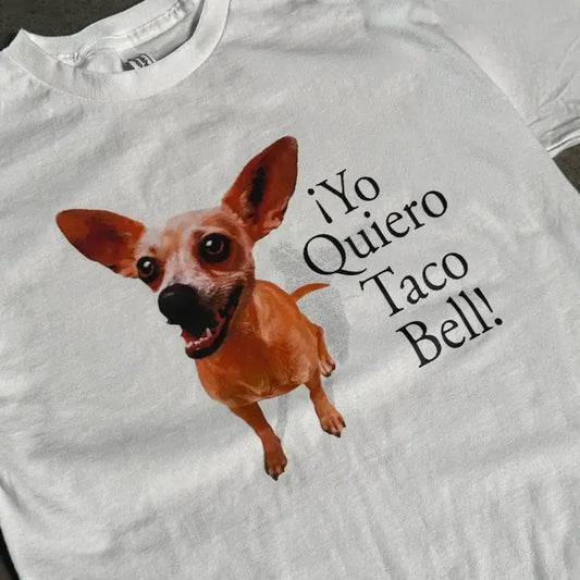 Women's Unisex Fit Funny Chihuahua Vibrant Print Short-Sleeve Round Neck Casual Tee - 100% Soft 6oz Cotton Breathable Novelty Topsleeve Shirt, Shortsleeve