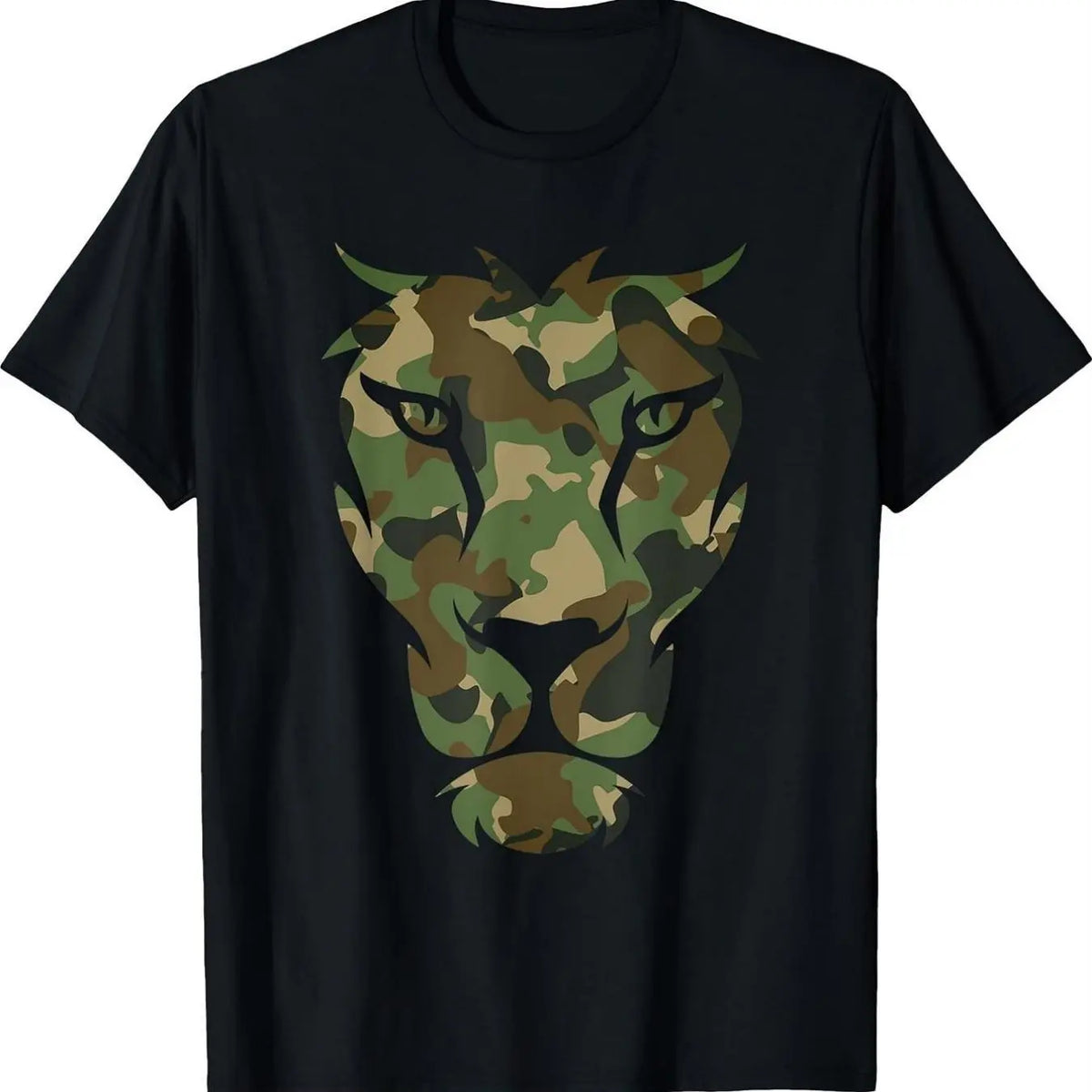 2026 New Arrival Men's Camouflage Lion Head T-Shirt - Breathable Soft Round Neck Short-Sleeve Outdoor Fabric Casual Streetwear Dad Gift Top Graphic Tee Summer Tees,clothes for back to school,first day of school outfits,sohochic