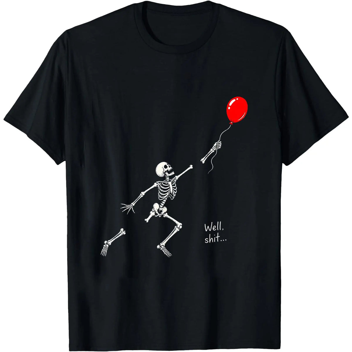 Well Skeleton Holding Balloon Gothic Halloween T-Shirt