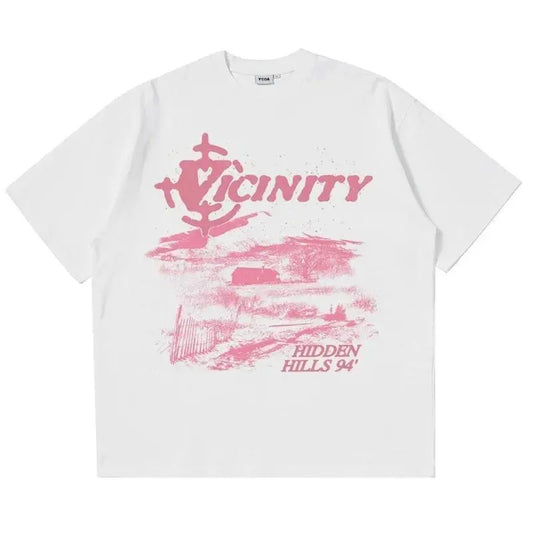 Unisex Men's 100% Cotton Round Neck Short-Sleeve T-Shirt - Vintage Y2K Korean Fashion Harajuku Aesthetic Graphic Print, Oversized Casual Street Wear Everyday Top