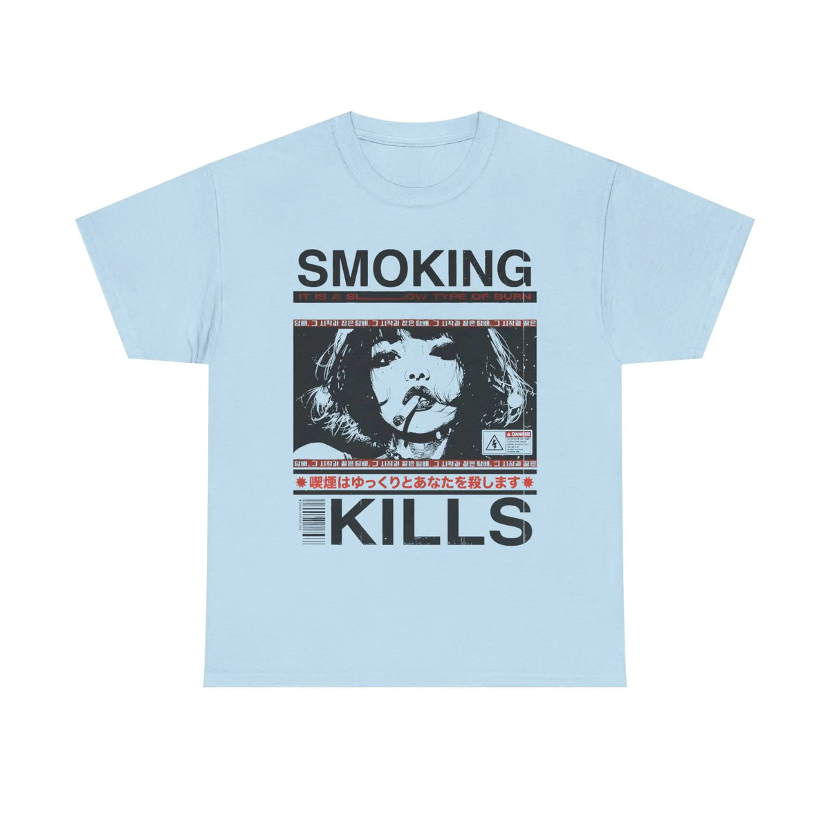 Smoking Kills Retro Manga Style Graphic T-Shirt, Cotton Tee