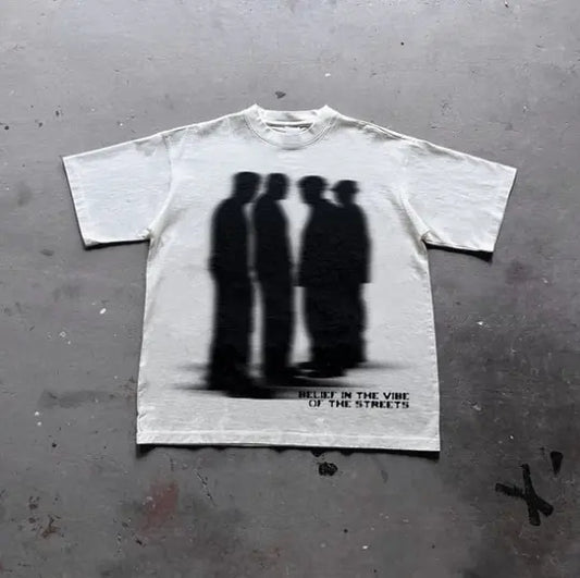 Gildan Men's Women's T-shirt, Street Atmosphere Virtual Shadow Characters Shadow Graphic Cotton T-Shirt, grunge y2k emo scene tapout goth amity affliction style clothes, Unisex T-shirt