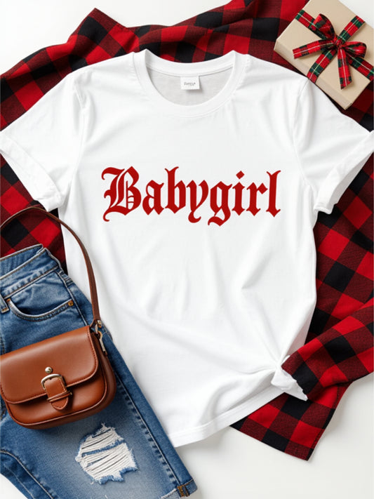 Women's Casual Print Crew Neck T-Shirt Babygirl Say Less City Streets Vibe Casual Daily Wear, Gift Idea for Him/Her, US Local Warehouse, Top Pick for Holidays