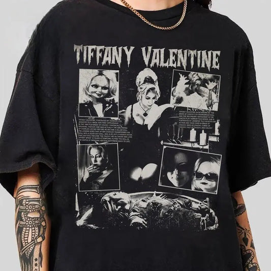 Tiffany Valentine Horror Character Shirt, Bridge Of Chucky, Halloween Movie Tee, Spooky Season, Unisex Streetwear Shirt, Menswear, Womenswear Novelty Graphic T Shirt funny tshirt Undershirts Tees Casual Streetwear Classic Plain Men's Women Cotton Moisture