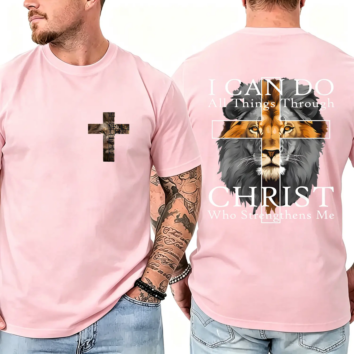 4th Strong Lion With Cross Christian Faith Inspirational T-Shirt 4th