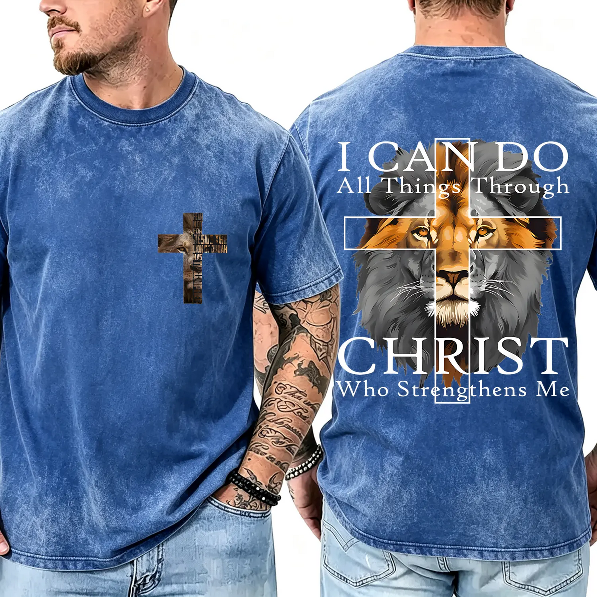 4th Strong Lion With Cross Christian Faith Inspirational T-Shirt 4th