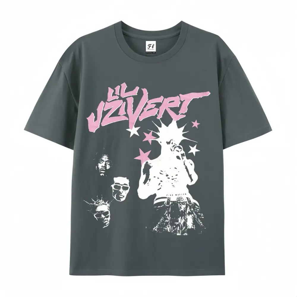 Vintage Hip Hop Graphic Crewneck T-Shirt, Loose Casual Breathable Short-Sleeve Rap Streetwear Tee,sohochic