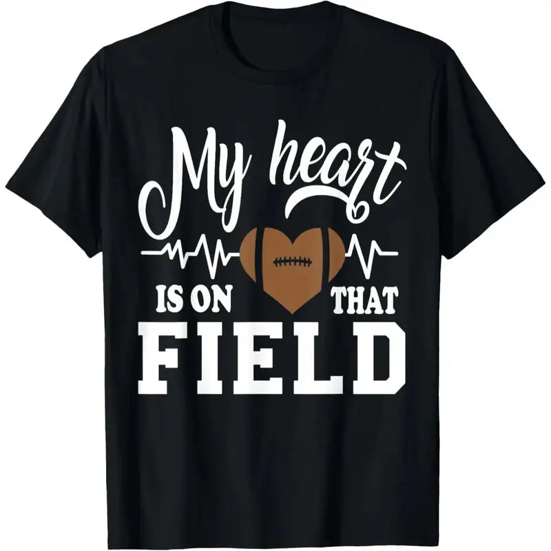 Women's Short-Sleeve Round Neck Casual Fit Football Mom Print T-Shirt - For Fans Whose Heart Belongs On The Field With Their Player