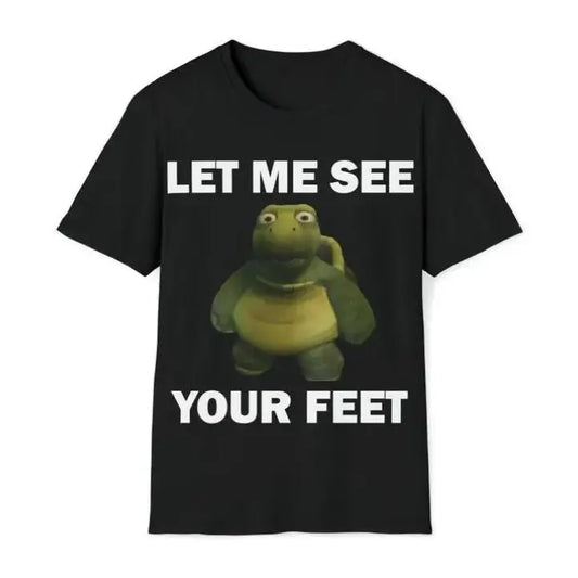 Unisex Classic Short-Sleeve Funny Meme Print T-Shirt, "Let Me See Your Ft" Graphic Tee, Soft Polyester Casual Fabric with Finished Hem, Ideal Gift for Men's Tops