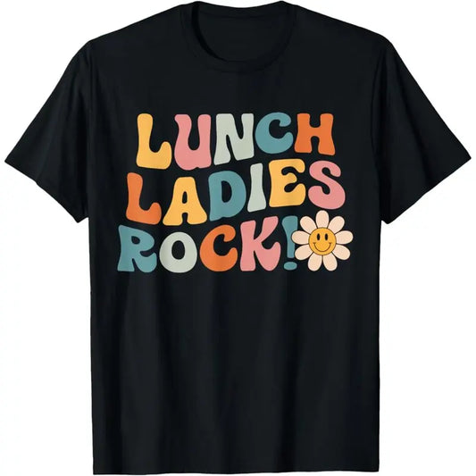 Men's 100% Cotton Regular Fit (Normal Type) Shortsleeve Crew Neck Graphic Tshirt - Retro Lunch Ladies Squad Cafeteria Crew, Menswear, All Seasons Funny Casual Streetwear Top