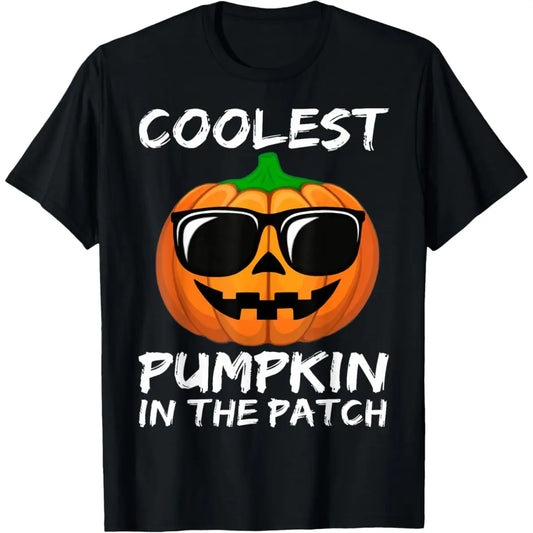 Men's Halloween T-Shirt, Coolest Pumpkin in the Patch Funny Graphic Print, Casual Standard Fit Short-Sleeve Tee, Pumpkin Element Men's Short-Sleeve T-Shirts, Halloween Pumpkin Graphic Men's Short-Sleeve T-Shirts