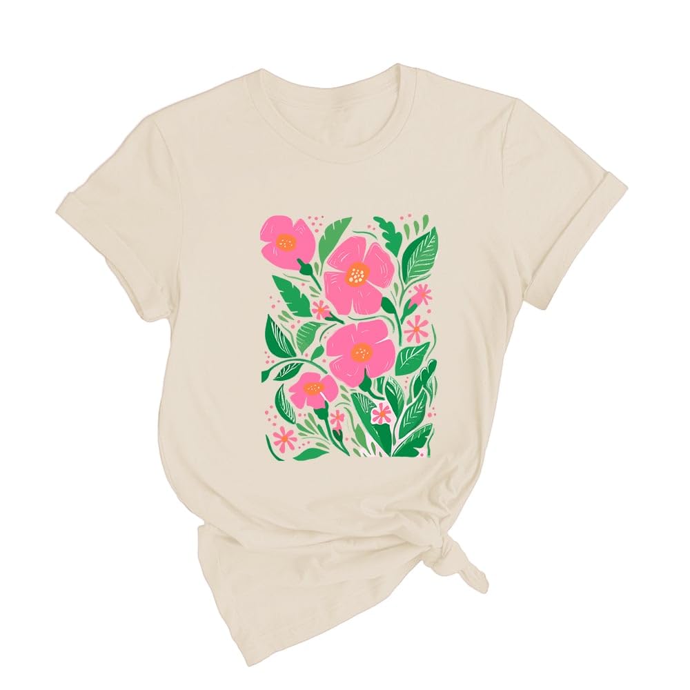 Rocksir Wildflower Shirt for Women,Vintage Floral Plant Graphic T-Shirts