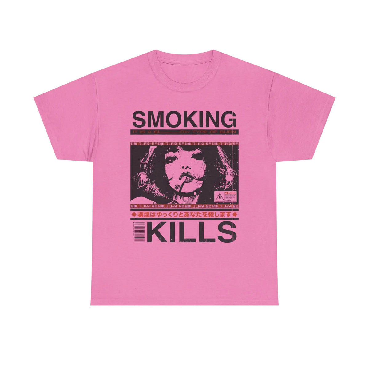 Smoking Kills Retro Manga Style Graphic T-Shirt, Cotton Tee