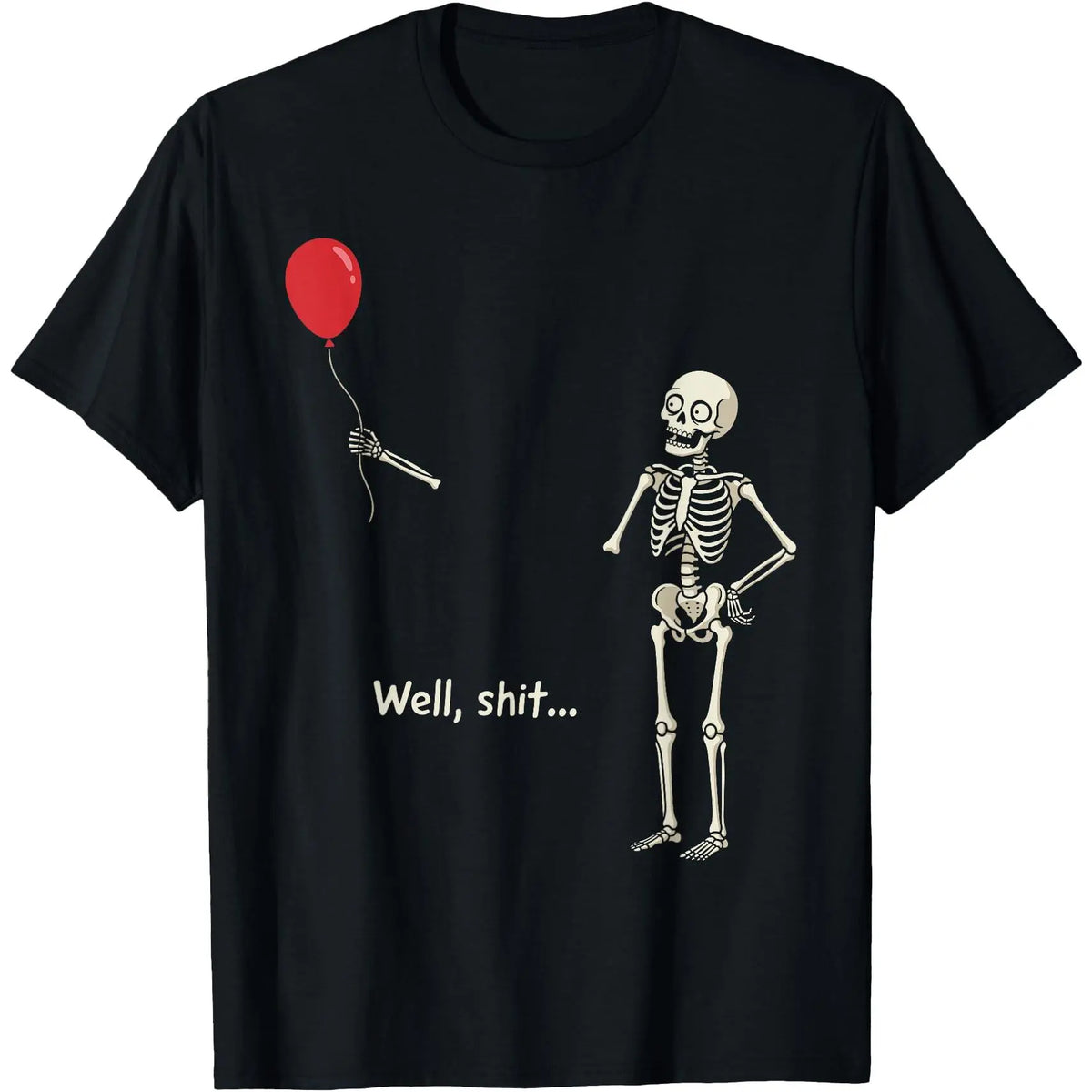 Well Skeleton Holding Balloon Gothic Halloween T-Shirt