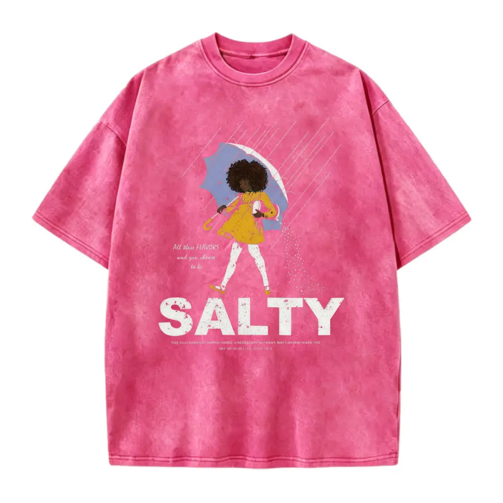 Black Salty girl with umbrella T-Shirt | Rainy day| Sarcastic Funny Shirt| Women's Vintage Tee| African American| Gift For Black Women