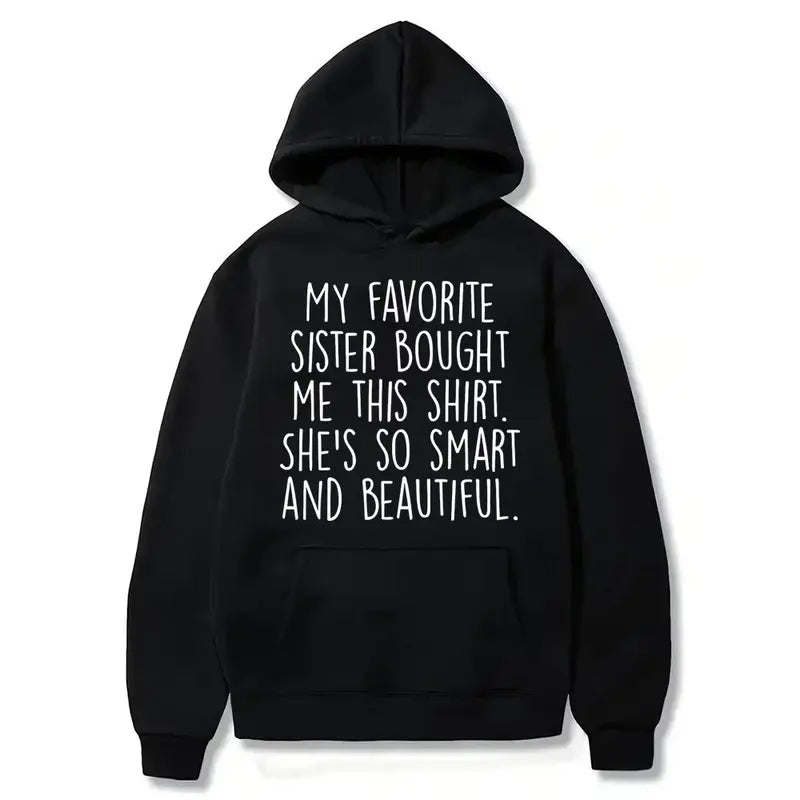 Men's Funny Graphic T-Shirt, Casual Short Sleeve 100% Natural Cotton Top, 'My Favorite Sister' Novelty Gift for Brother