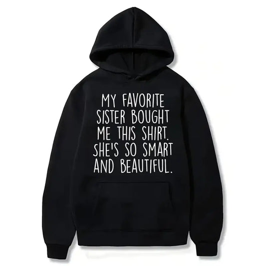 Men's Funny Graphic T-Shirt, Casual Short Sleeve 100% Natural Cotton Top, 'My Favorite Sister' Novelty Gift for Brother