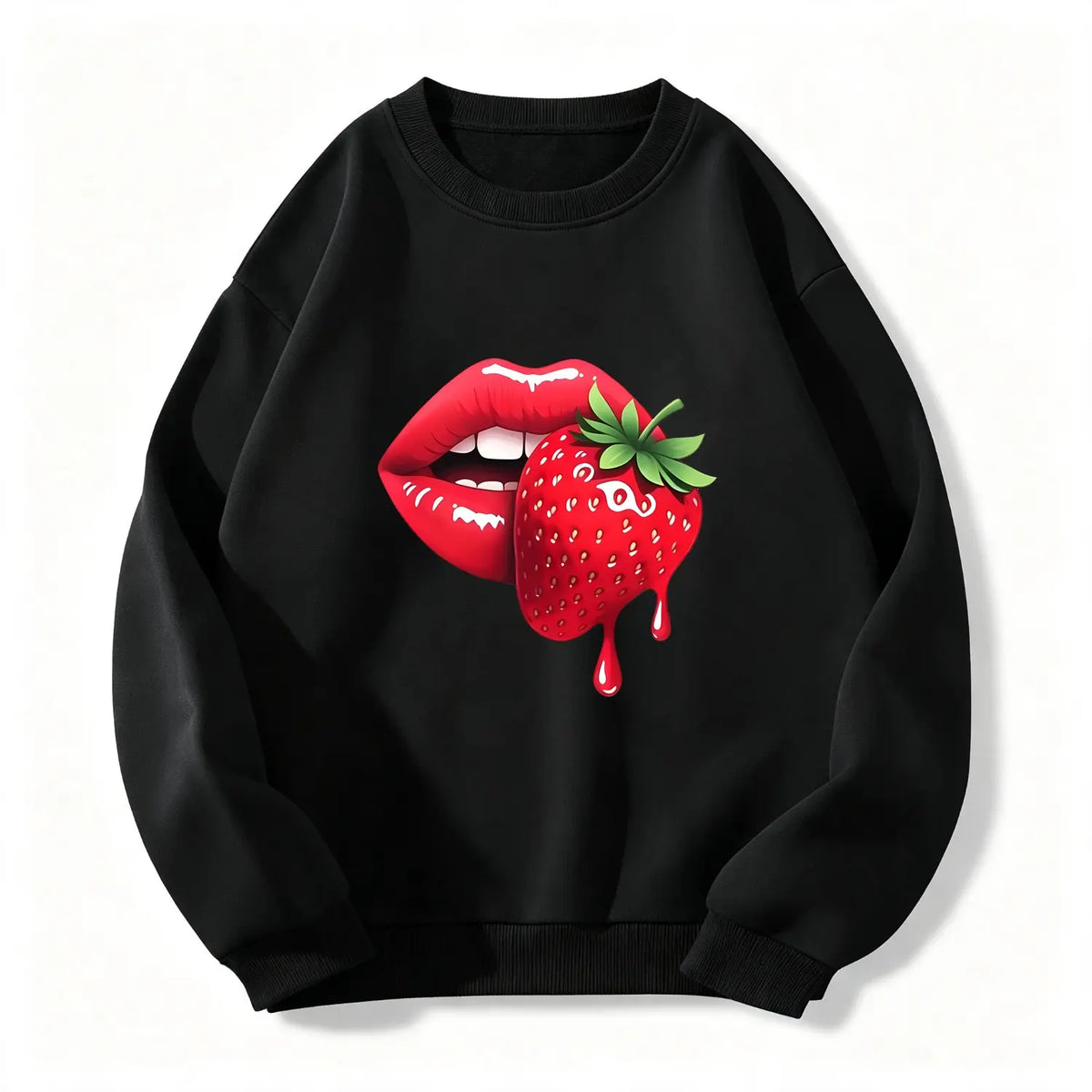 Women S Casual T Shirt Featuring Strawberry Lip Print Comfortable Fit Short Sleeve Machine Washable Ideal for Spring Summer and Fall Perfect Gift for Sisters