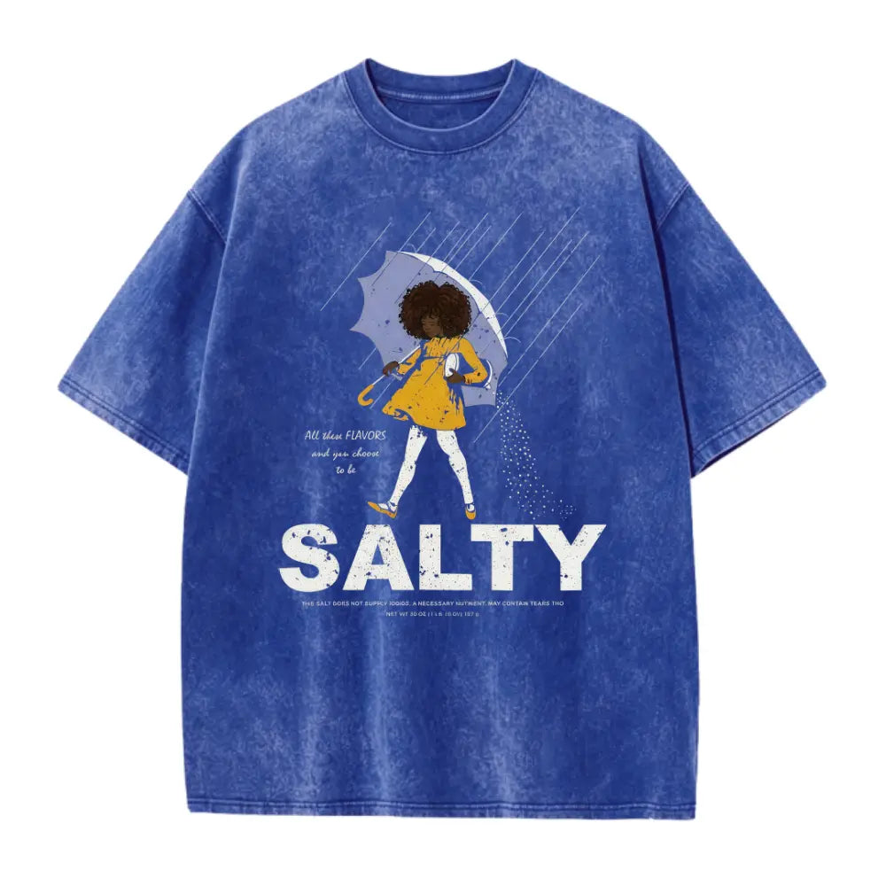 Black Salty girl with umbrella T-Shirt | Rainy day| Sarcastic Funny Shirt| Women's Vintage Tee| African American| Gift For Black Women