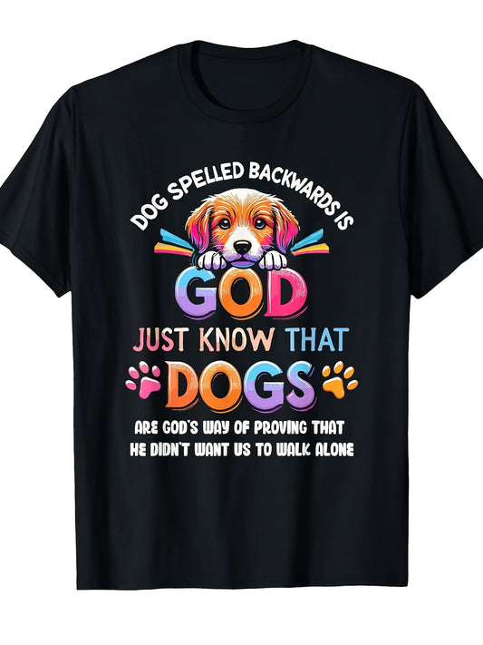 Men'S & Women'S Vintage Boxing Graphic T-Shirt - Heavyweight 220gsm Pure Retro Dog Lover Design with "Dog Spelled Backwards is God" Slogan & Paw Print - Casual Round Neck Short Sleeve Tee for Casual Attire, All-Season Comfort Fit Unisex Adult Apparel, Fun