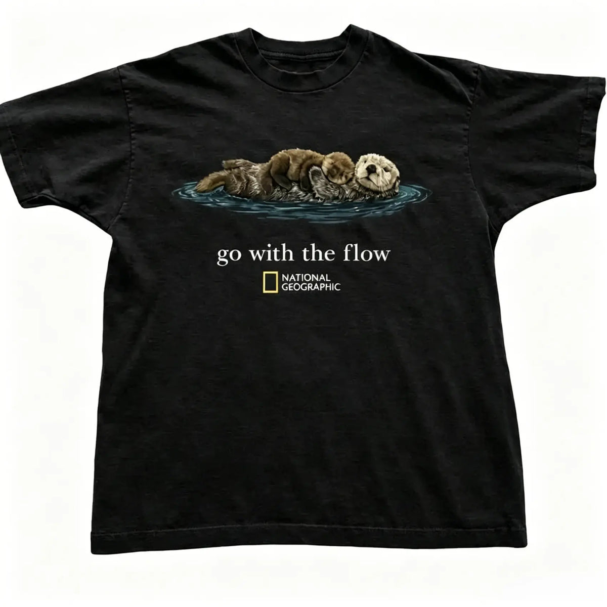 [Sale off up to 50%25] Otter Go With The Flow Graphic T-Shirt Unisex Vintage Style Animal Lover Gift Cute Sea Otter Tee Nature Inspired Shirt,sohochic