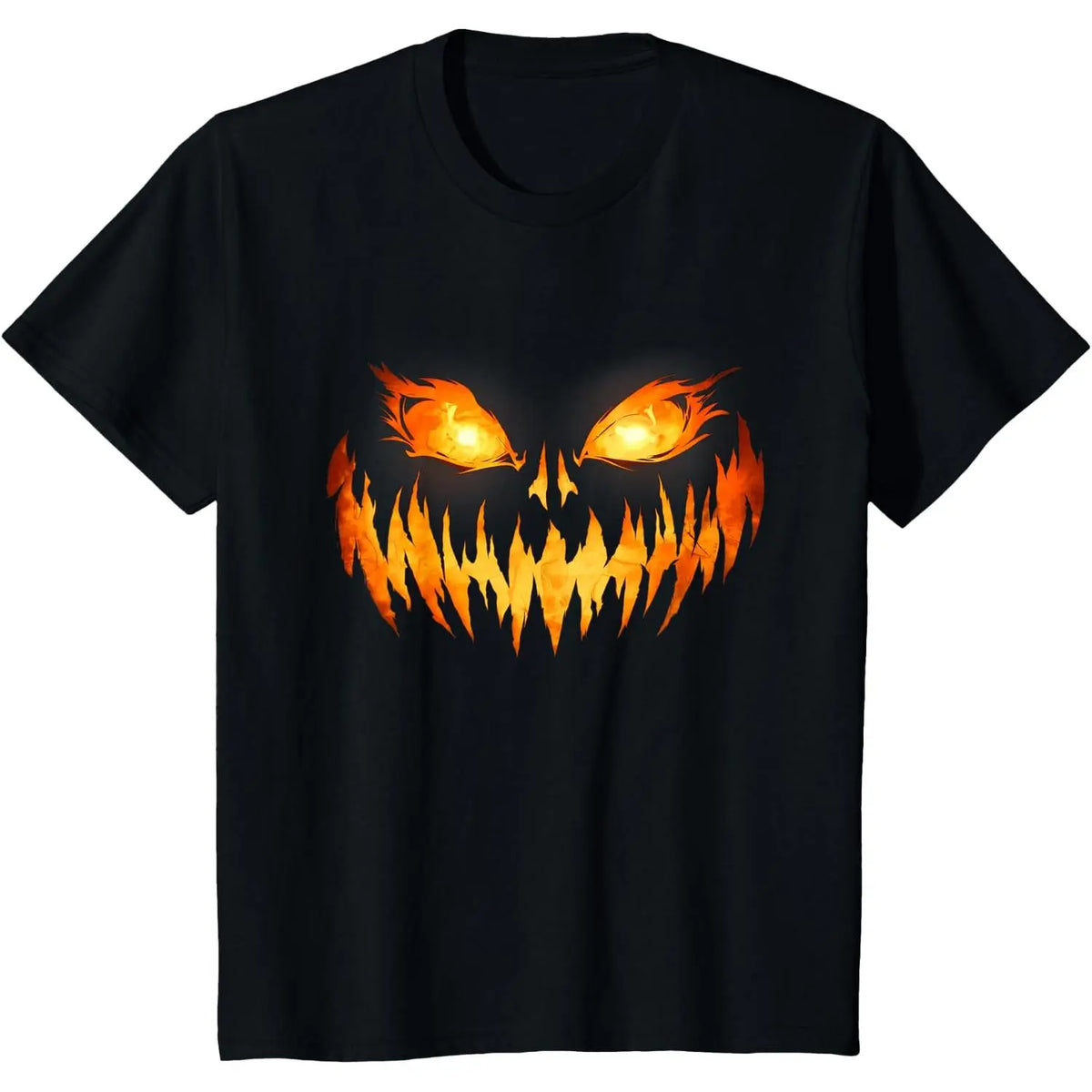 Men's Relaxed-Fit Oversized Short-Sleeve Round Neck Breathable Menswear Tops, Scary Jack O' Lantern Pumpkin Print Halloween T-Shirt