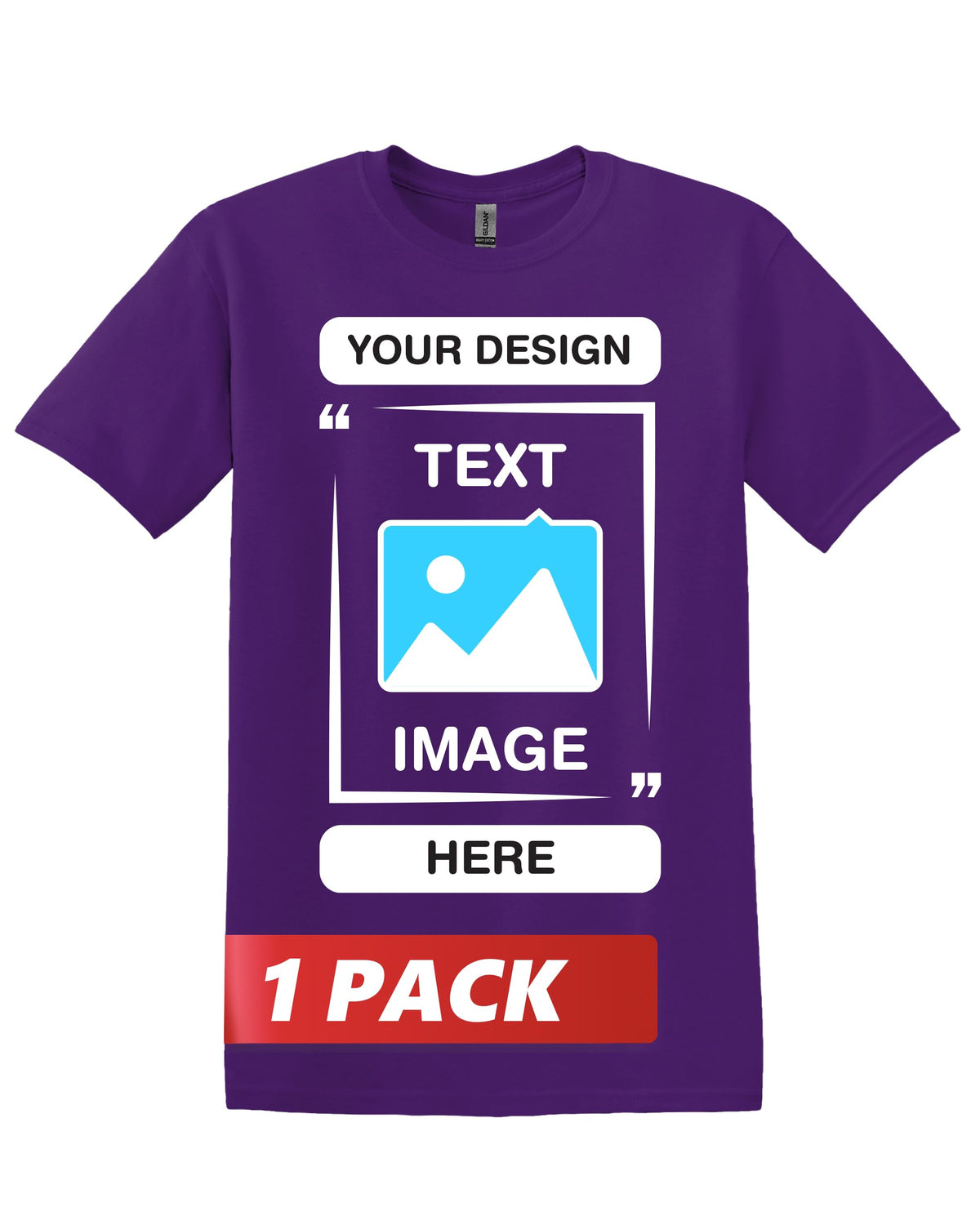 Gildan Custom T-Shirts - Personalized Unisex Crewneck Tee Shirt - Customize Your Image, Text & Photo - Men Women Adult